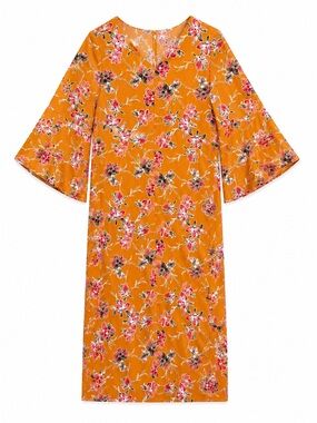 Olivia Matthews Mustard Floral V-Neck Dress